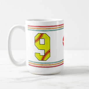 Vintage Retro Softboll Nummer 9 Varsity Kaffemugg