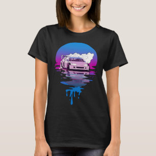 Vintage Retro Solnedgång Drivande Bil T Shirt