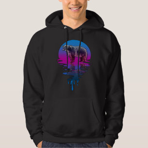 Vintage Retro Solnedgång Grizzlybjörn Hoodie