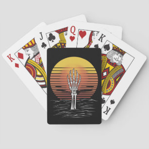 Vintage Retro Solnedgång Halloween Zombie Hand Skr Casinokort