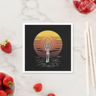 Vintage Retro Solnedgång Halloween Zombie Hand Skr Pappersservett