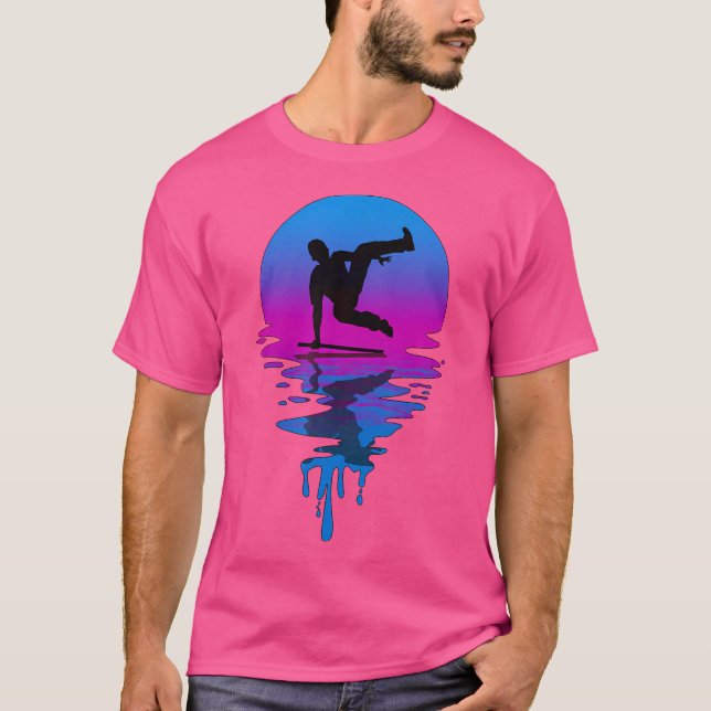Vintage Retro Solnedgång Parkour T Shirt (Framsida)