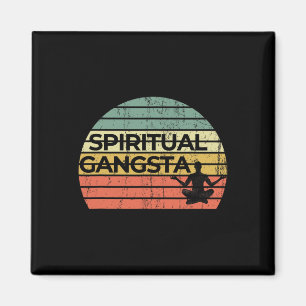Vintage Retro Solnedgång Rollig Yoga Andlig Gangst Magnet
