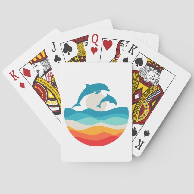 Vintage Retro Sommar Tid Strand Delfin  Casinokort (Baksidan)