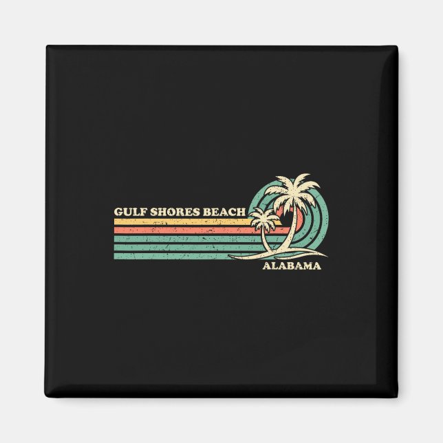 Vintage Retro sommaruppehåll Alabama Bukt Shores Magnet (Framsidan)
