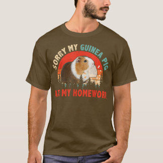 Vintage Retro Sorry My Guinea Pig Ate My Homework  T Shirt