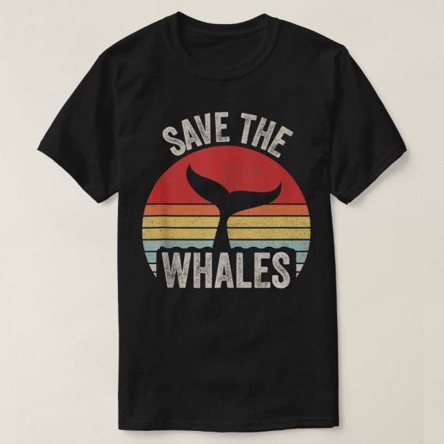 Vintage Retro Spara Whales Whale T Shirt (Design framsida)