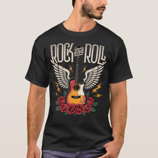 Vintage Retro Stil 70TAL 80TAL Gitarr Med Vingar T Shirt