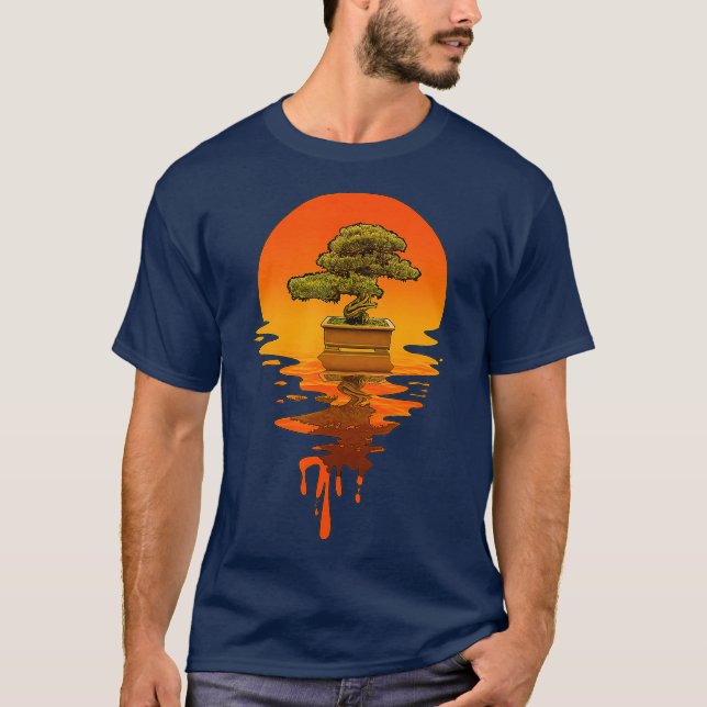 Vintage Retro Stil Bonsai T Shirt (Framsida)