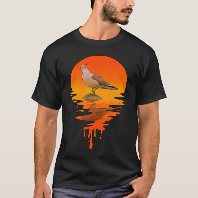 Vintage Retro Stil Fiskmås T Shirt (Framsida)