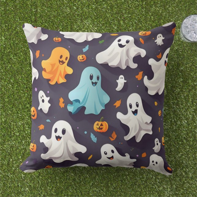 Vintage retro stil Halloween Spöken Kudde (Gräs)