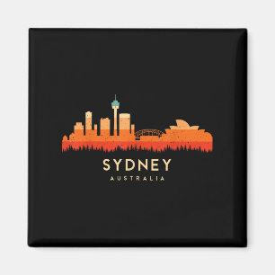 Vintage Retro Stil liggande Sol Skyline Sydney A Magnet
