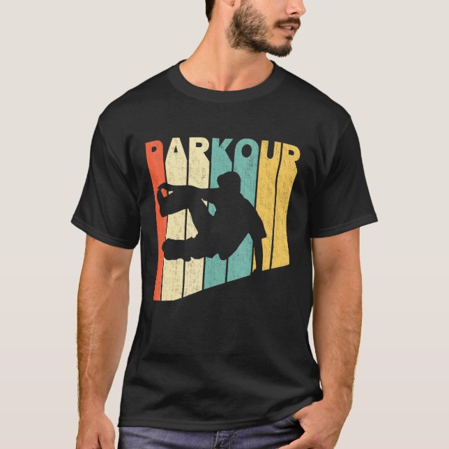 Vintage Retro Stil Parkour Silhouette T Shirt (Framsida)