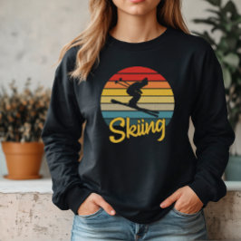 Vintage Retro Stil Skiing T Shirt