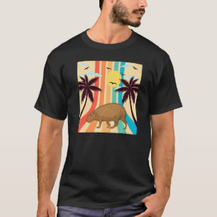 Vintage Retro Stil, sommarsolnedgång Giant Cavy ro T Shirt