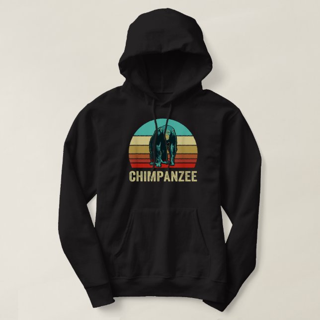 Vintage Retro Stil Sunset Chimpanzee Hoodie (Design framsida)