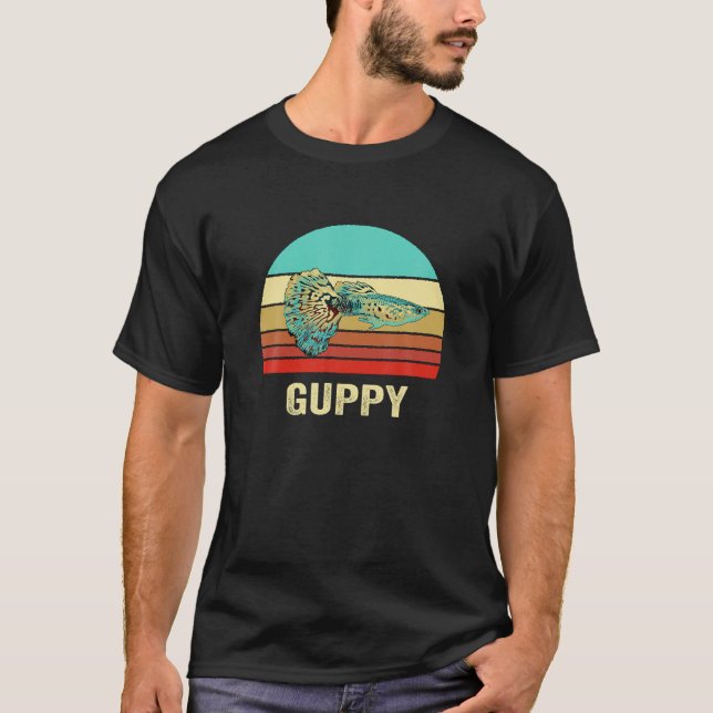 Vintage Retro Stil Sunset Guppy T Shirt (Framsida)