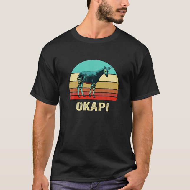 Vintage Retro Stil Sunset Okapi T Shirt (Framsida)