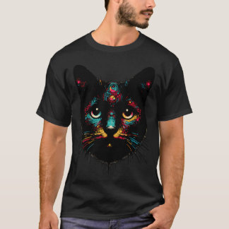 Vintage Retro Street Art Graffiti Black Cat T-Shir T Shirt