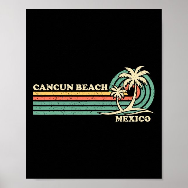 Vintage Retro Summer Vacation Mexico Cancun Beach Poster (Framsidan)