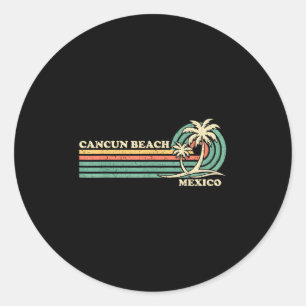 Vintage Retro Summer Vacation Mexico Cancun Beach Runt Klistermärke