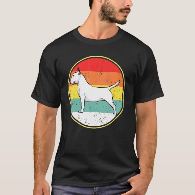 Vintage Retro Sunset Bull Terrier Hund T Shirt (Framsida)