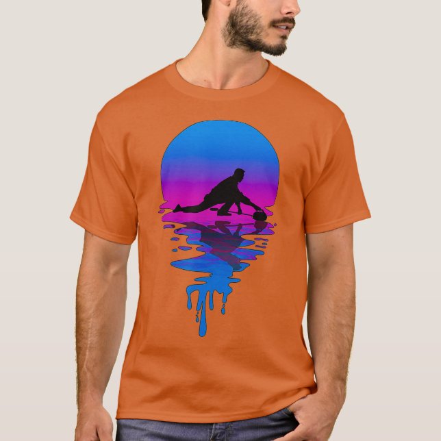 Vintage Retro Sunset Curling T Shirt (Framsida)