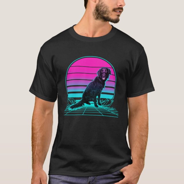 Vintage Retro Sunset Flat Jackat Retriever T Shirt (Framsida)