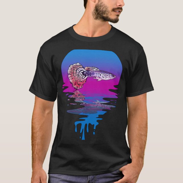 Vintage Retro Sunset Guppy T Shirt (Framsida)