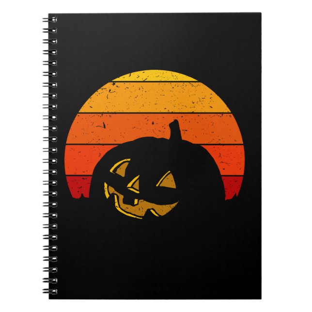 Vintage Retro Sunset Halloween Pumpkin I Anteckningsbok (Framsidan)
