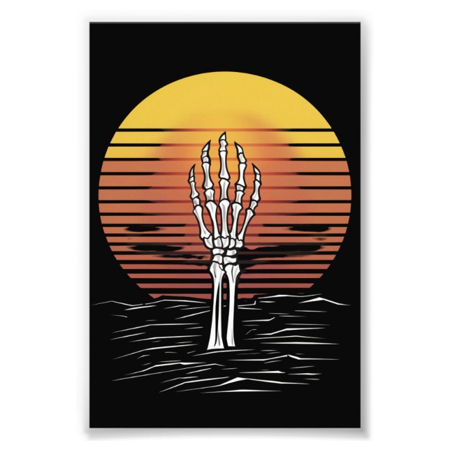 Vintage Retro Sunset Halloween Zombie Hand Scary Fototryck (Framsidan)