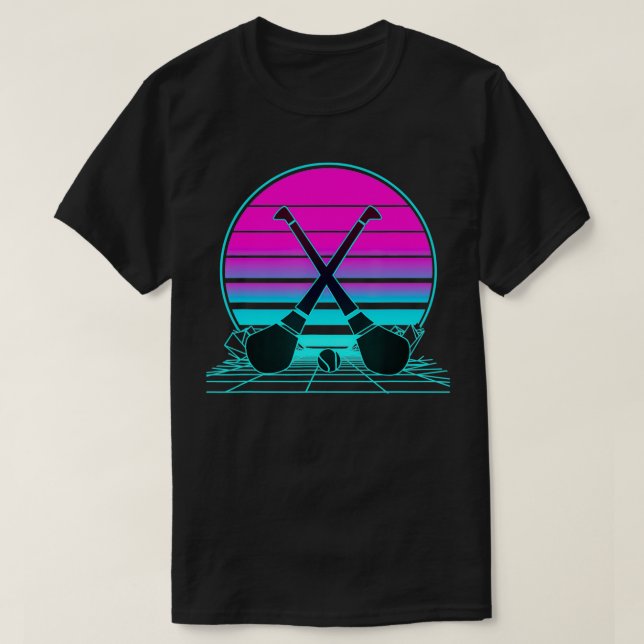 Vintage Retro Sunset Hurling T Shirt (Design framsida)