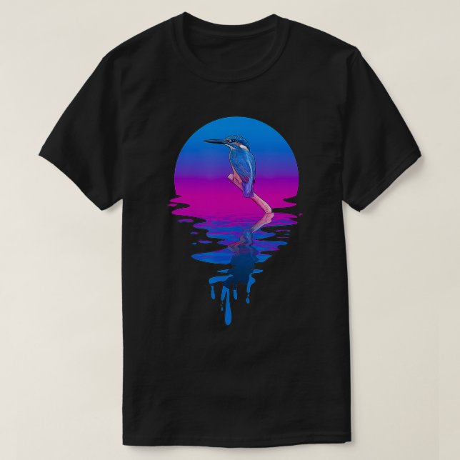 Vintage Retro Sunset Kingfisher T Shirt (Design framsida)