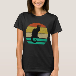 Vintage Retro Sunset Le Chatta Noir Black Cat T Shirt