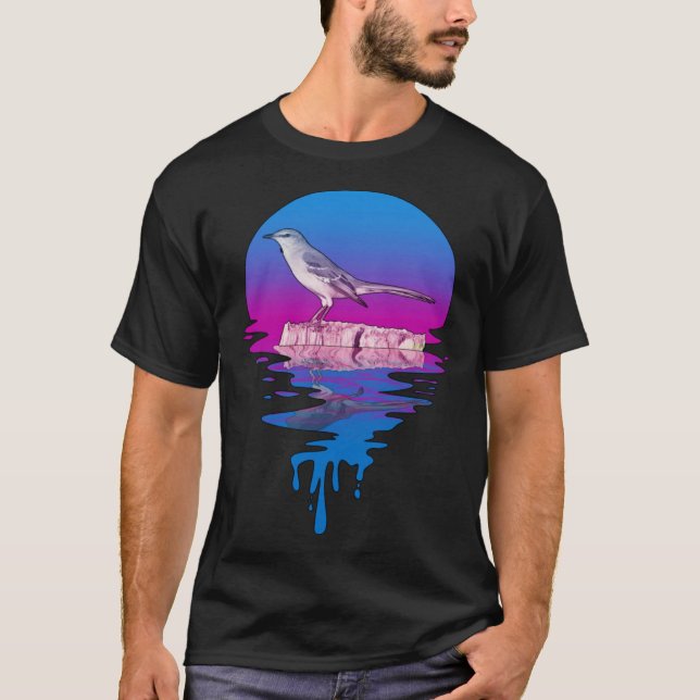 Vintage Retro Sunset Mockingbird T Shirt (Framsida)