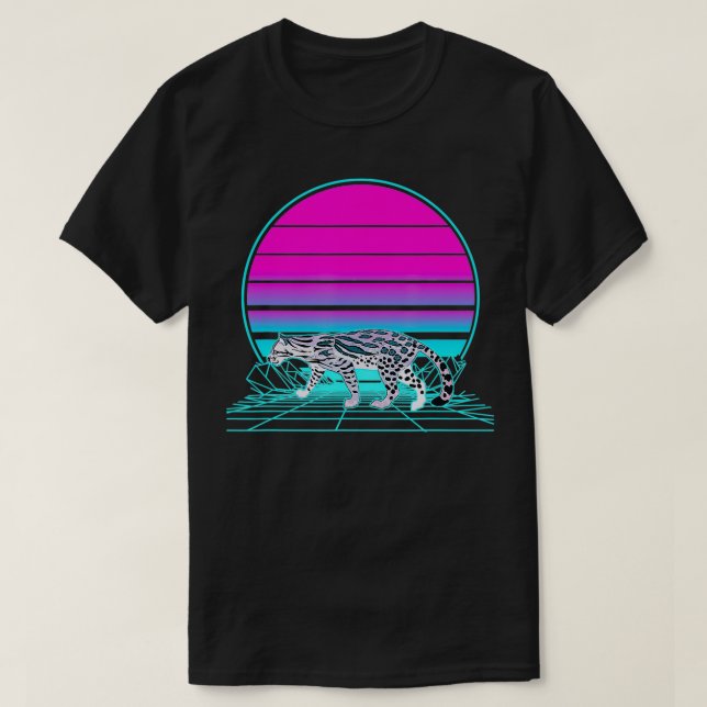 Vintage Retro Sunset Ocelot T Shirt (Design framsida)