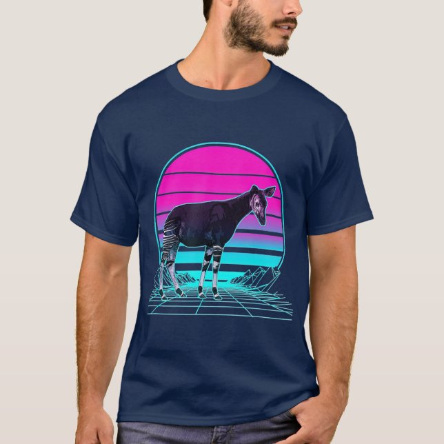 Vintage Retro Sunset Okapi T Shirt (Framsida)