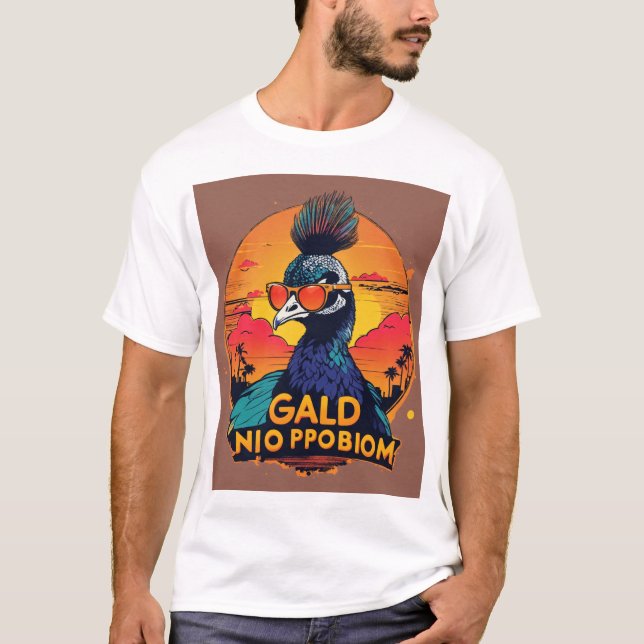 Vintage Retro Sunset Peacock Baby T-shirt Design" (Framsida)