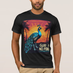 Vintage Retro Sunset Peacock Tee - "GLAD, NO PROBL
