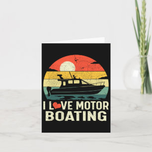 Vintage Retro Sunset Pontoon Boat I Kärlek Motor B Kort