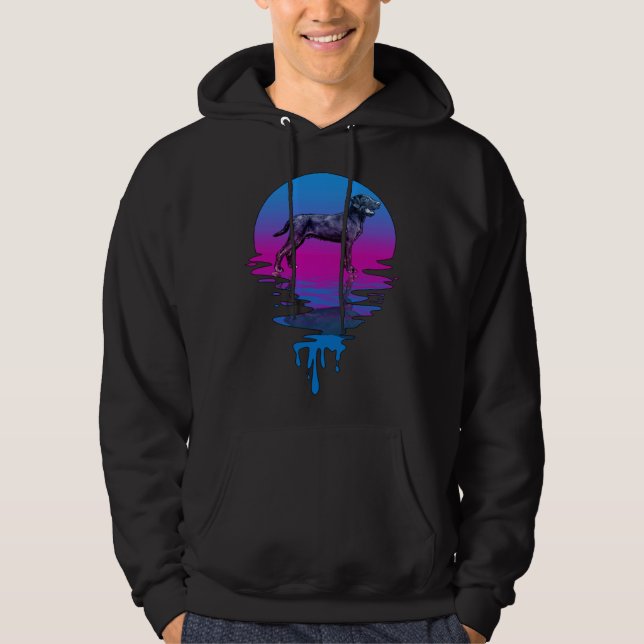 Vintage Retro Sunset Pudelpointer Hoodie (Framsida)