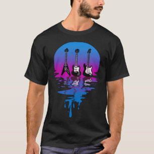 Vintage Retro Sunset Rock n Roll Guitar T Shirt