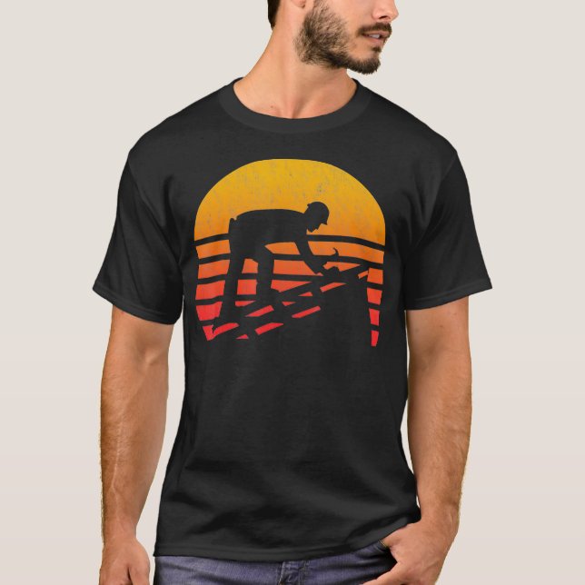 Vintage Retro Sunset Roofer T Shirt (Framsida)