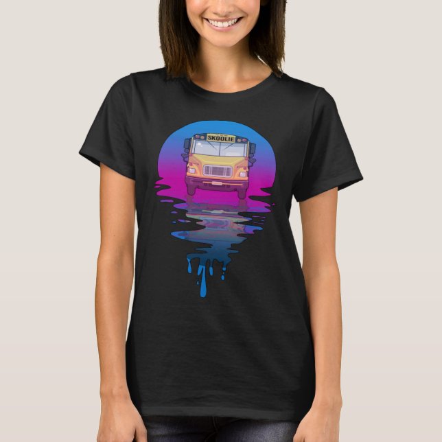 Vintage Retro Sunset Skoolie T Shirt (Framsida)