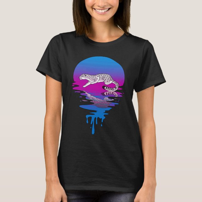 Vintage Retro Sunset Snö Leopard T Shirt (Framsida)