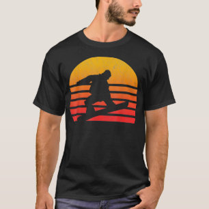 Vintage Retro Sunset Snowboarding T Shirt