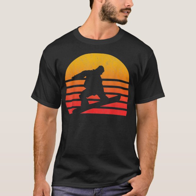 Vintage Retro Sunset Snowboarding T Shirt (Framsida)