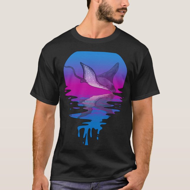 Vintage Retro Sunset Stingray T Shirt (Framsida)