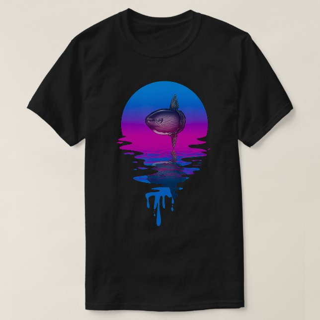 Vintage Retro Sunset Sunfish T Shirt (Design framsida)