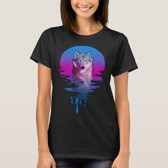 Vintage Retro Sunset-Varg T Shirt (Framsida)